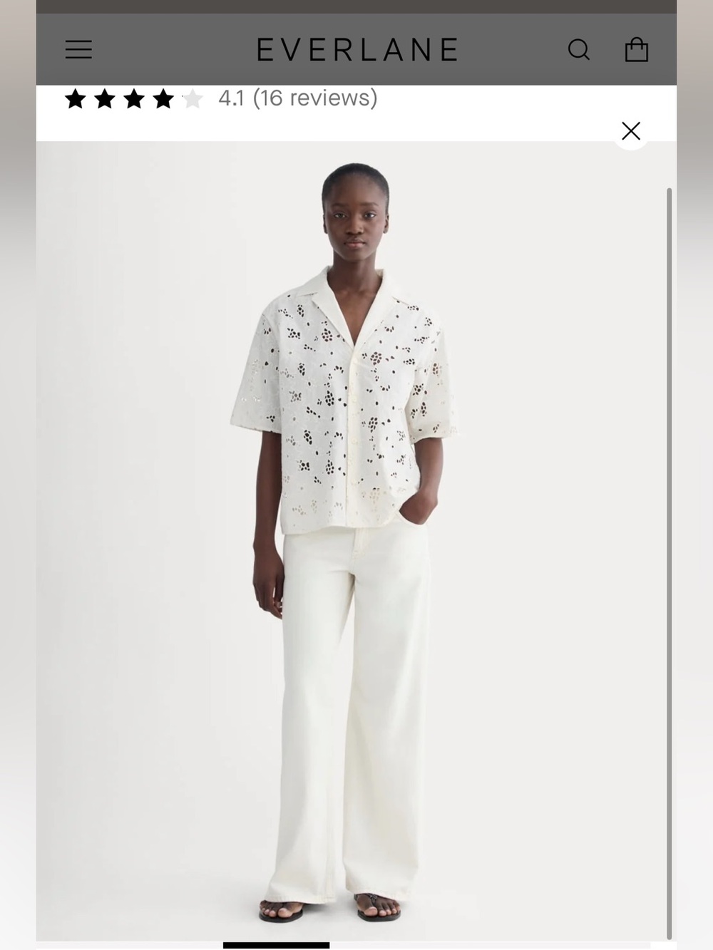 Everlane Camp matching set- eyelet- bone- L- NWT
